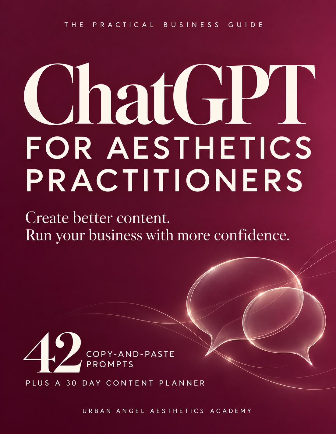 ChatGPT for Aesthetics Practitioners e-book cover by Urban Angel Aesthetics Academy